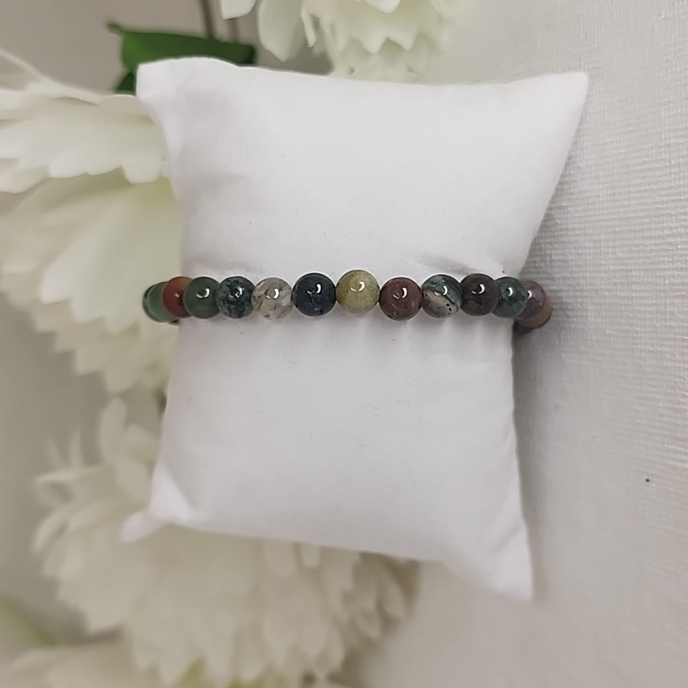 (6)Handmade indian agate  Beaded Bracelet